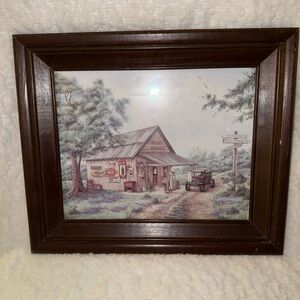 Rustic Farmhouse Art Print with Brown Frame